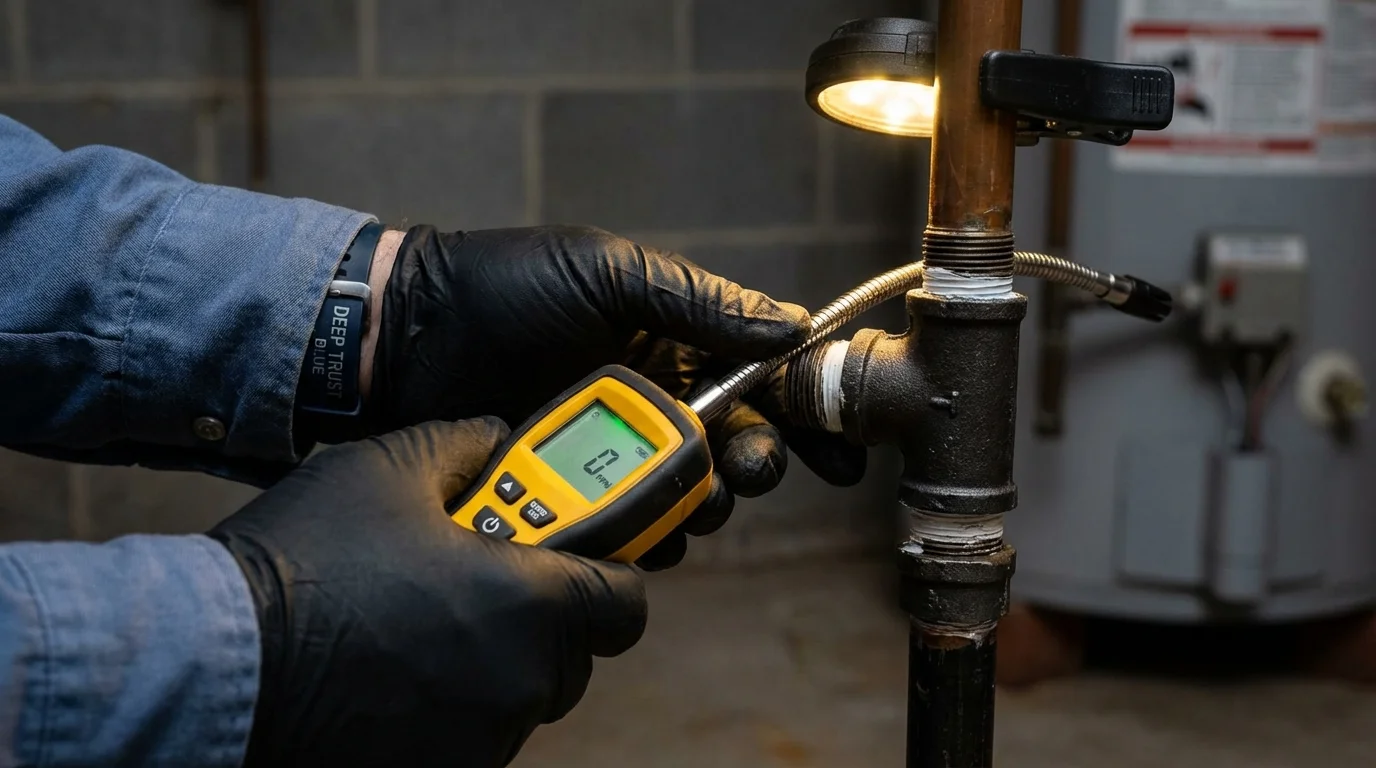 Gas leak detection with electronic sniffer by Johns Plumbing LLC in Yorkshire