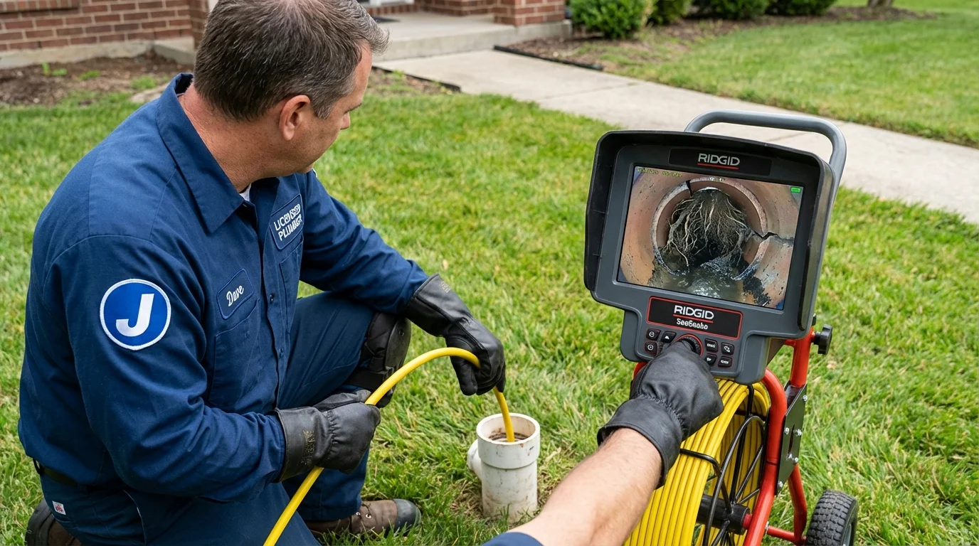 Sewer camera inspection being performed by Johns Plumbing LLC in Yorkshire