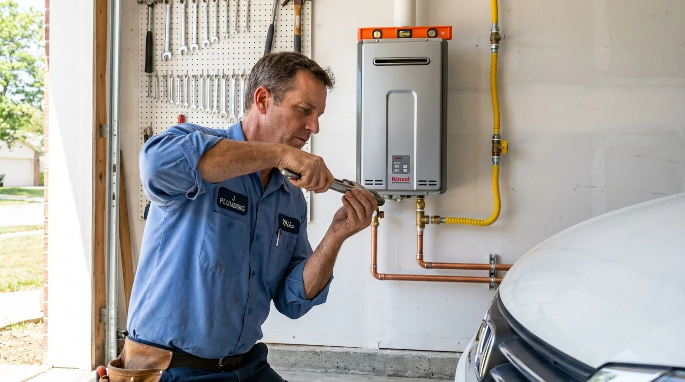 Tankless water heater installation by a Johns Plumbing LLC plumber in Yorkshire